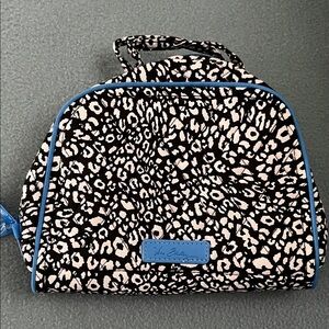 Vera Bradley Black and White Cosmetic Bag with Blue Trim
